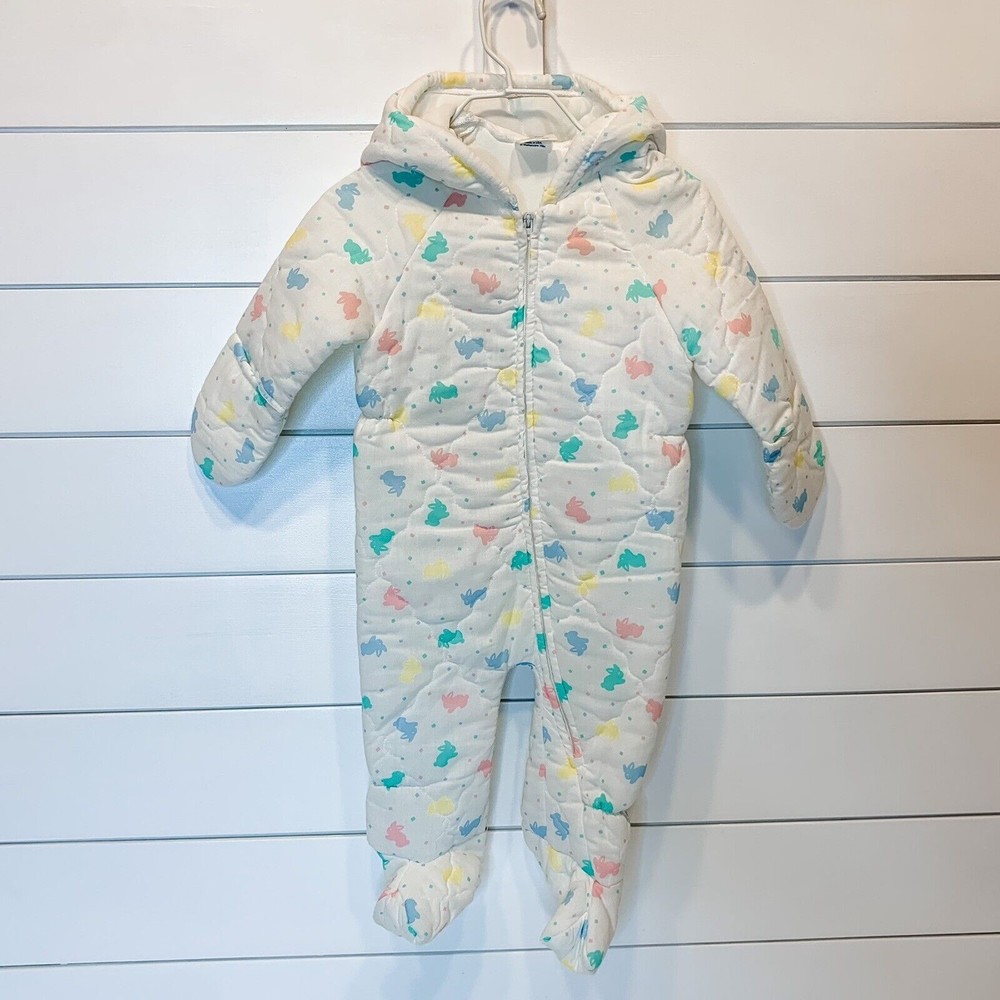 Vintage Baby Snowsuit 12 Month Boy Girl Bunting 1984 MOTHERCARE Bunny Rabbits